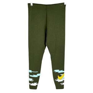 Nike Icon Clash Olive Green Art Swoosh Graphic High Rise Leggings Women’s Small